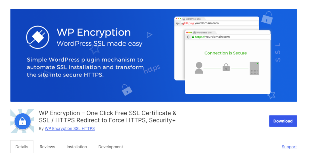 WP Encryption – One Click Free SSL Certificate & SSL / HTTPS Redirect to Force HTTPS, Security+
